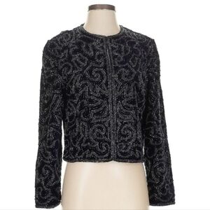 Adrianna Papell Women's Evening Jacket Blazer Black Purple Lining Size S